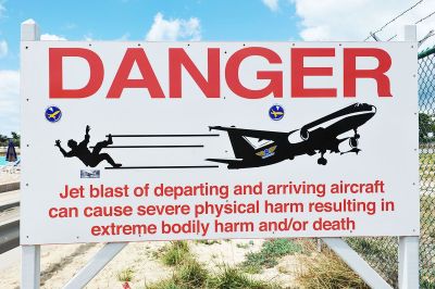Airport iconic danger sign